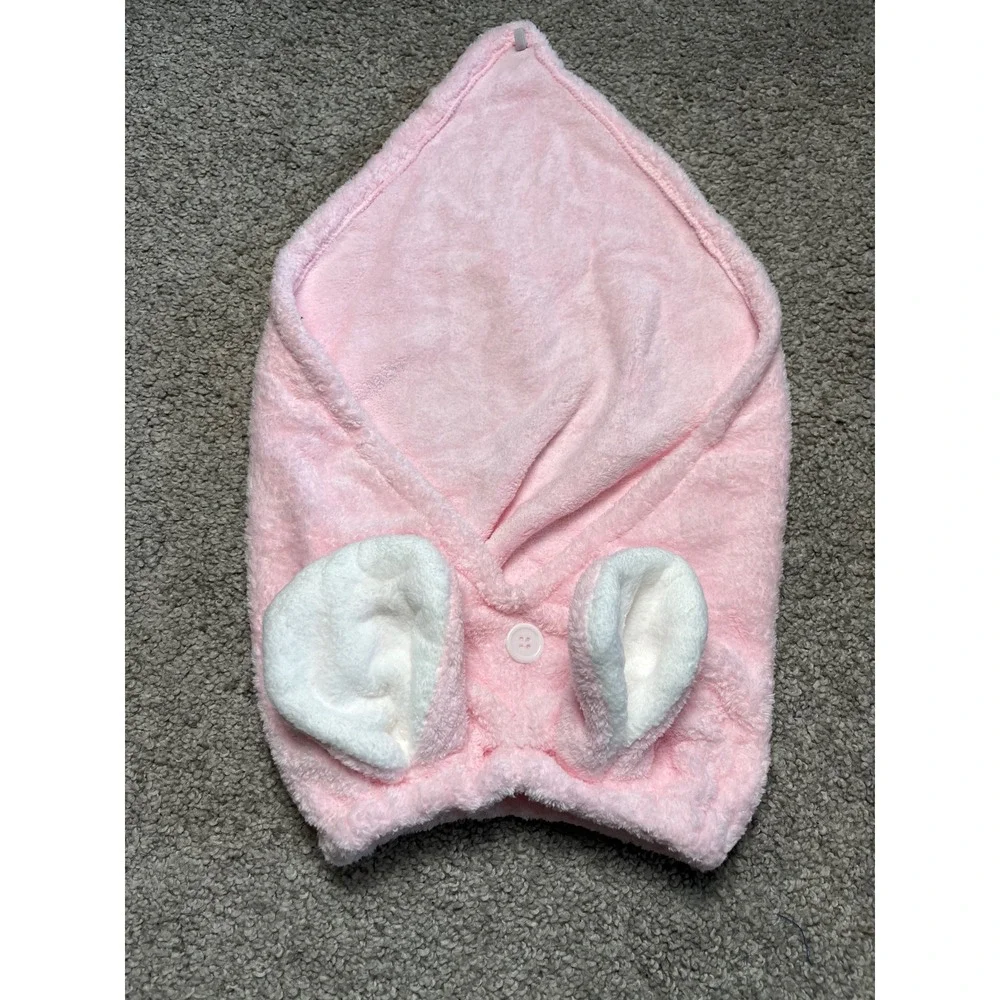 Fhgnysm Kids Ultra Plush Microfiber Hair Towel Wrap Bear Ears Pink One Size